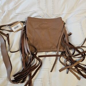 Brown Leather Fringe Crossbody Bag
